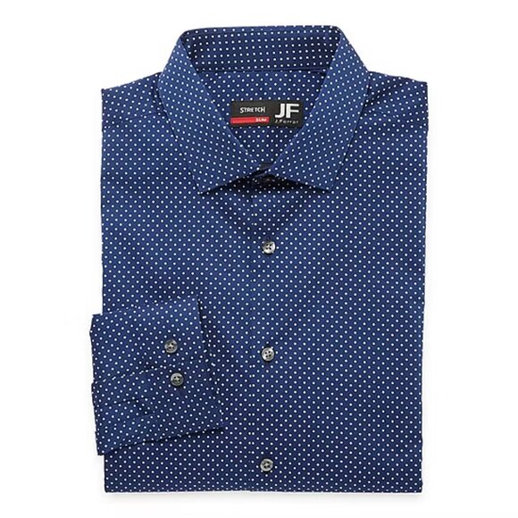 Men's JF J. Ferrar  Slim Fit Dress Shirt - Navy Diamond Dot - 16-16.5 - NWT - Picture 1 of 1